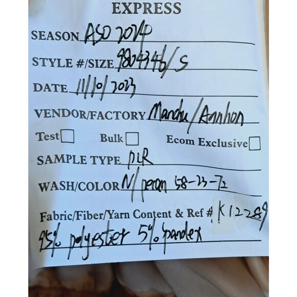 Express Faux Suede Tan Puffer Vest Zip Sample Size Mens Small Womens Large - Picture 15 of 15